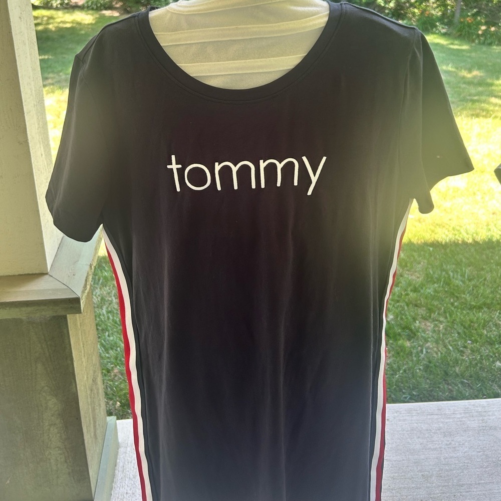 ☀️NWOT- Tommy Hilfiger Navy Short Sleeve Dress with Red/ White/blue down sides - Picture 3 of 6